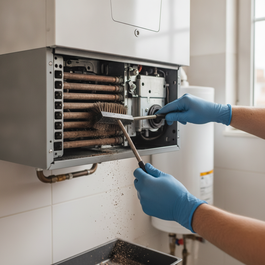 Propane Boiler Cleaning without showing faces